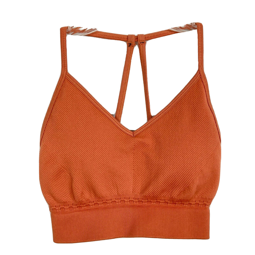Gymshark Sports Bra Womens Sz XS‎ Orange Stretch Seamless Racerback Crop Top